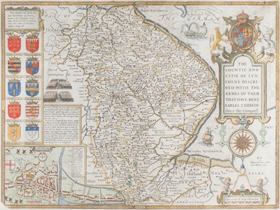 Lot 474 - Lincolnshire. Speed (John). The Countie and Citie of Lyncolne..., circa 1676