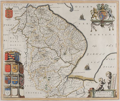 Lot 471 - Lincolnshire. Blaeu (Johannes), Lincolnia comitatus Anglis Lincoln-Shire, circa 1645