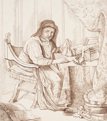 Lot 67 - Dutch School. Portrait of a woman in an interior, pen & sepia ink and others