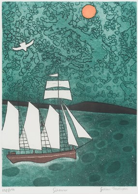 Lot 256 - Trevelyan (Julian, 1910-1988). Schooner, colour etching with aquatint