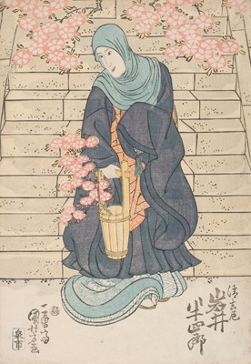 Lot 135 - Kuniyoshi (Utagawa, 歌川 国芳). Oban: Iwai Hanshiro as a nun, 19th century