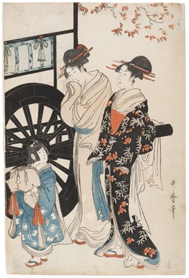 Lot 116 - Utamaro (Kitagawa, 喜多川 歌麿). Mitate gosho guruma, circa 1800