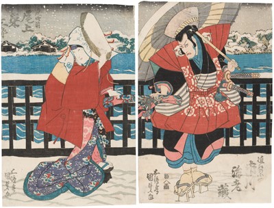 Lot 120 - Kunisada I (Utagawa, 1786-1865). Kabuki diptych, circa 1810-1842, & another similar