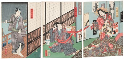 Lot 126 - Kunisada I (Utagawa, 1786-1865). High Courtesan triptych, circa 1844-1865, & another