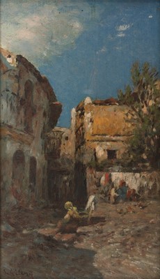 Lot 173 - Italian Geleng (Otto Friedrich, 1843-1939). Italian street scene..., circa 1910, oil on panel