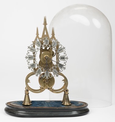 Lot 454 - Clock. A Victorian brass skeleton clock