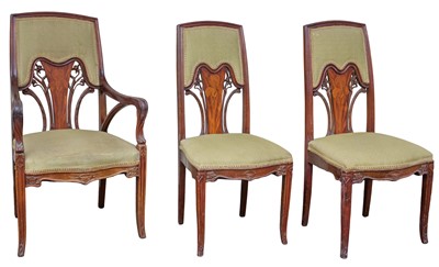 Lot 430 - Attributed to Emile Gallé (1846-1904). A French Art Nouveau walnut salon suit, circa 1900