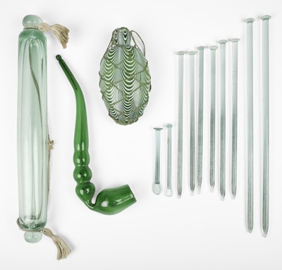 Lot 398 - Nailsea glass. A Nailsea glass flask