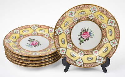 Lot 376 - Coalport porcelain. Coalport porcelain plates (6), circa 1805, Church Gresley pattern