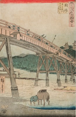 Lot 141 - Hiroshige I (Utagawa, 1797–1858). 39 Okazaki, from the Vertical Tōkaidō, 1855