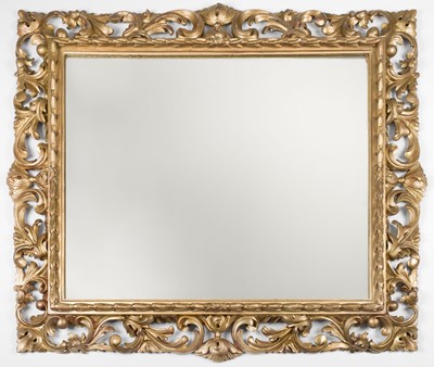 Lot 419 - Mirror. A Florentine gilt gesso wall mirror, late 19th century