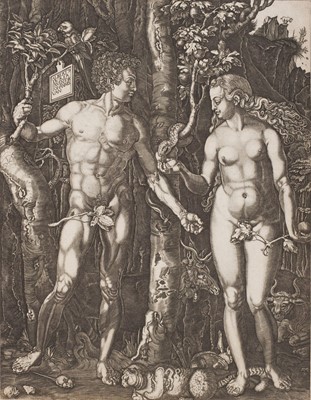 Lot 21 - Ladenspelder (Johann, 1512 - circa 1561). Adam and Eve, after Albrecht Dürer, circa 1550, and others