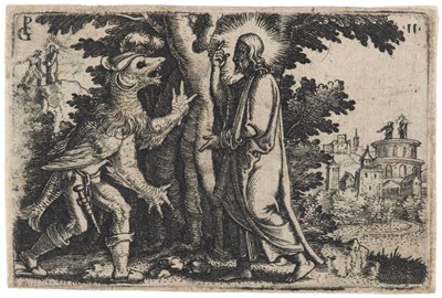 Lot 46 - Pencz (Georg, circa 1500-1550). Christ Tempted by the Devil in the Desert, from the series The Life of Christ