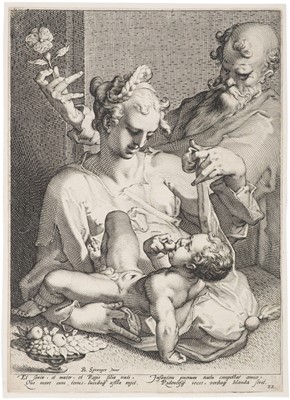Lot 24 - Jode I (Pieter de, 1570-1634). The Holy Family, after Bartholomeus Spranger (1546-1611), circa 1585, engraving