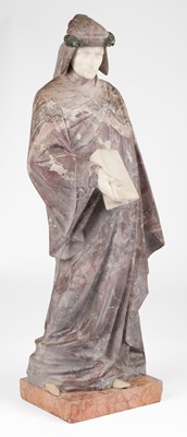 Lot 409 - e Alighieri (1265–1321). A substantial Art Nouveau carved marble figure of Dante, circa 1900