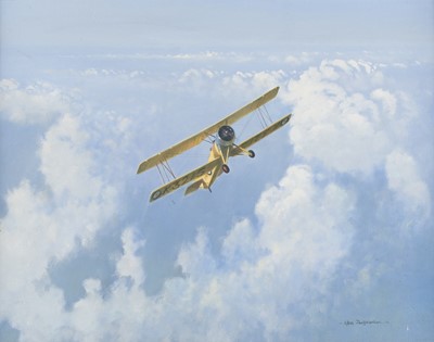 Lot 289 - Shufflebotham (Allen). Avro Tutor in flight, oil on board