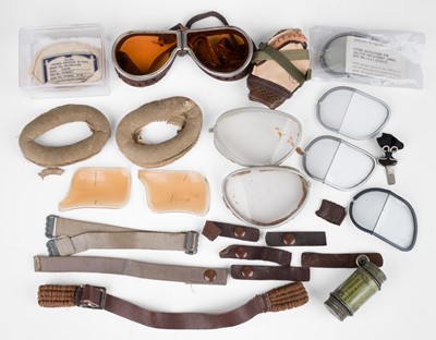Lot 138 - Flying goggles. A mixed collection of RAF and other goggles and spare parts circa 1930-1940s