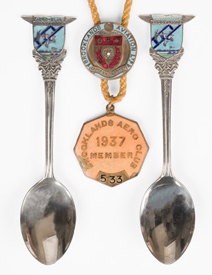 Lot 199 - Brooklands Aero Club Spoons. A pair of Art Deco period aviation silver teaspoons