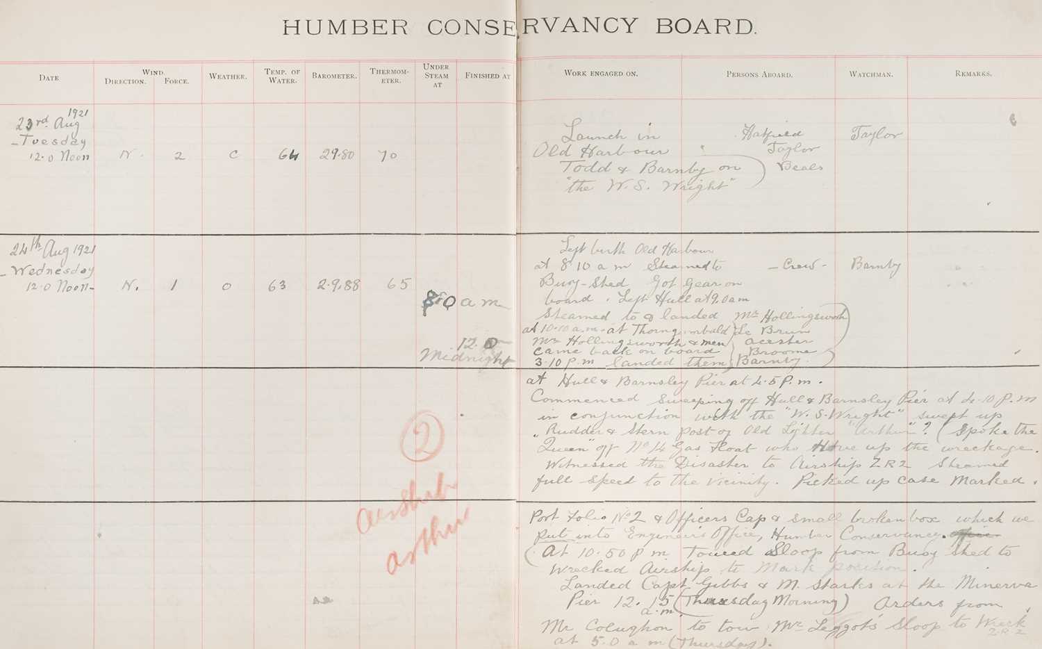 Lot 5 - Airship Disaster - S.L. Spurn Logbook. First-hand reference ZR-2 disaster, 1920-22