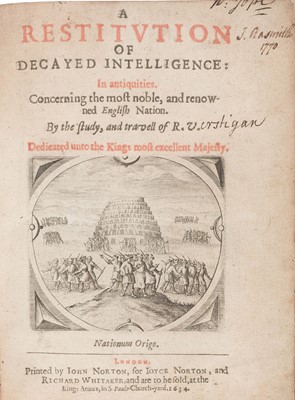 Lot 268 - 1634 Verstegan (Richard). A Restitution of Decayed Intelligence: in Antiquities..., 1634