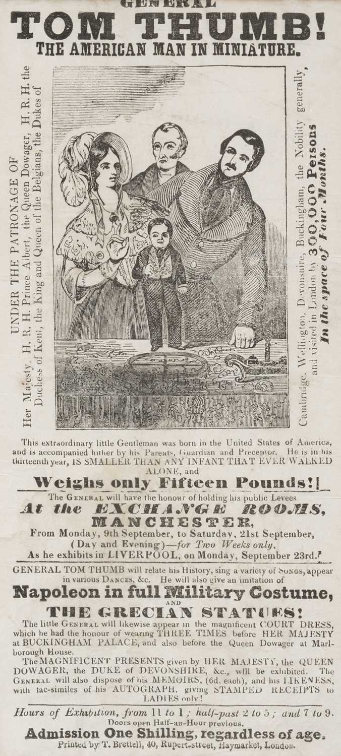 Lot 509 - Tom Thumb Handbill. General Tom Thumb! The American Man in Miniature, 1844