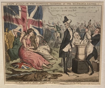 Lot 220 - Heath (William). State Quacks or the desperate condition of the wither'd Sisters, [1st March 1830]