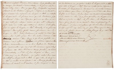 Lot 328 - Napoleon I (1769-1821), Emperor of France, 1804-14, 1815. Letter Signed, 'Napol’, 1814