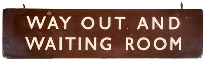 Lot 361 - Railwayana. A British Rail enamel railway sign 'Way Out And Waiting Room'
