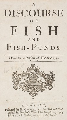 Lot 101 - North, Roger. A Discourse of Fish and Fish-Ponds, 2nd edition, E. Curll, 1714