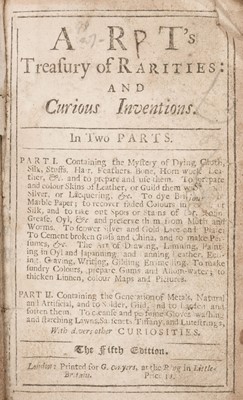 Lot 372 - White (John). Art's Treasury of Rarities: and Curious Inventions..., 5th ed., [1700?]