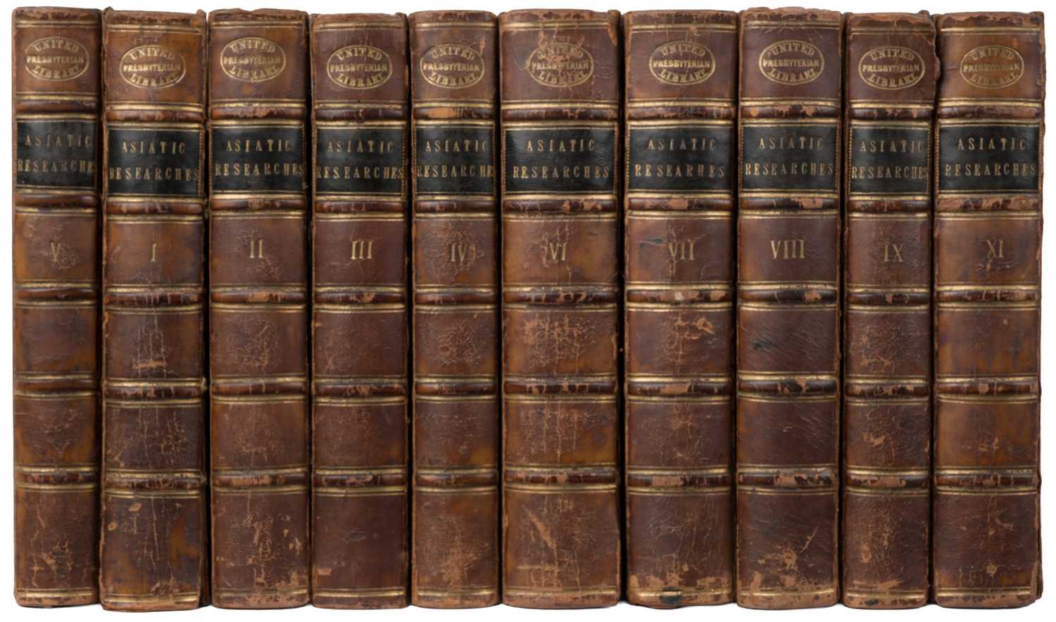 Lot 2 - Asiatick Researches; Or, Transactions of the Society Instituted in Bengal, vols. 1-9 & 11, 1806-12