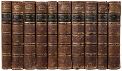 Lot 2 - Asiatick Researches; Or, Transactions of the Society Instituted in Bengal, vols. 1-9 & 11, 1806-12