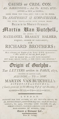 Lot 304 - Van Butchell (Martin). Causes of crim. con. also barrenness, Diverting Pages, 1795