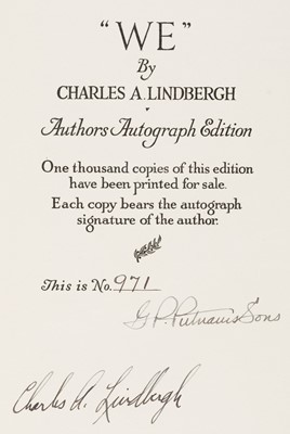 Lot 392 - Lindbergh (Charles Augustus). "We", 1927