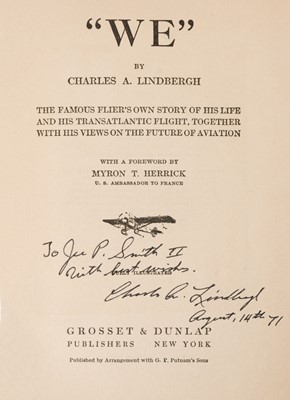 Lot 393 - Lindbergh (Charles Augustus). "We", 1928