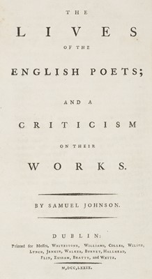 Lot 355 - Johnson (Samuel). The Lives of the English Poets..., 1779-81..., and others