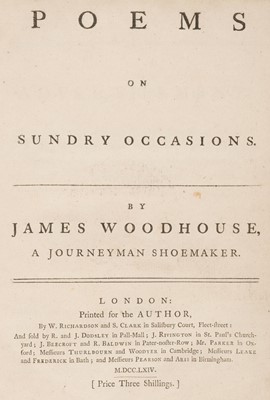 Lot 292 - Woodhouse (James). Poems on Sundry Occasions, by James Woodhouse..., 1st edition, 1764