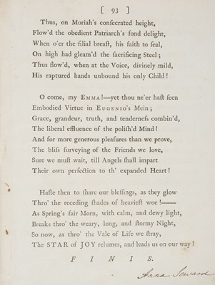 Lot 299 - Seward (Anna). Louisa, A Poetical Novel in Four Epistles, 1784 + 7 others