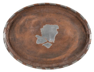 Lot 157 - Cartographic curiosity. Wallis (Hugh), Copper & Pewter oval tray with an inlaid map of Hampshire