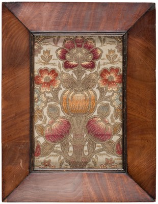 Lot 318 - Fabric. A small framed fragment of brocade relating to Alfred Tennyson, mid 18th century, & others