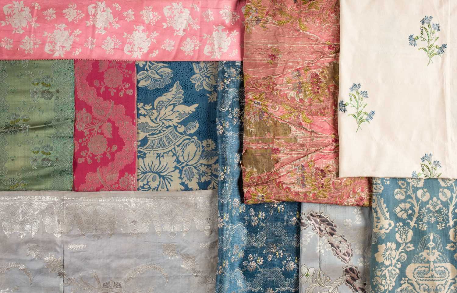 Lot 312 - Fabric. A group of brocade and damask fragments, mostly French, 19th century