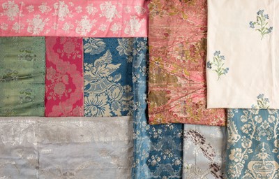 Lot 312 - Fabric. A group of brocade and damask fragments, mostly French, 19th century