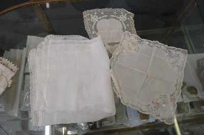 Lot 322 - Handkerchief. A Dresden lace handkerchief, early-mid 19th century & others