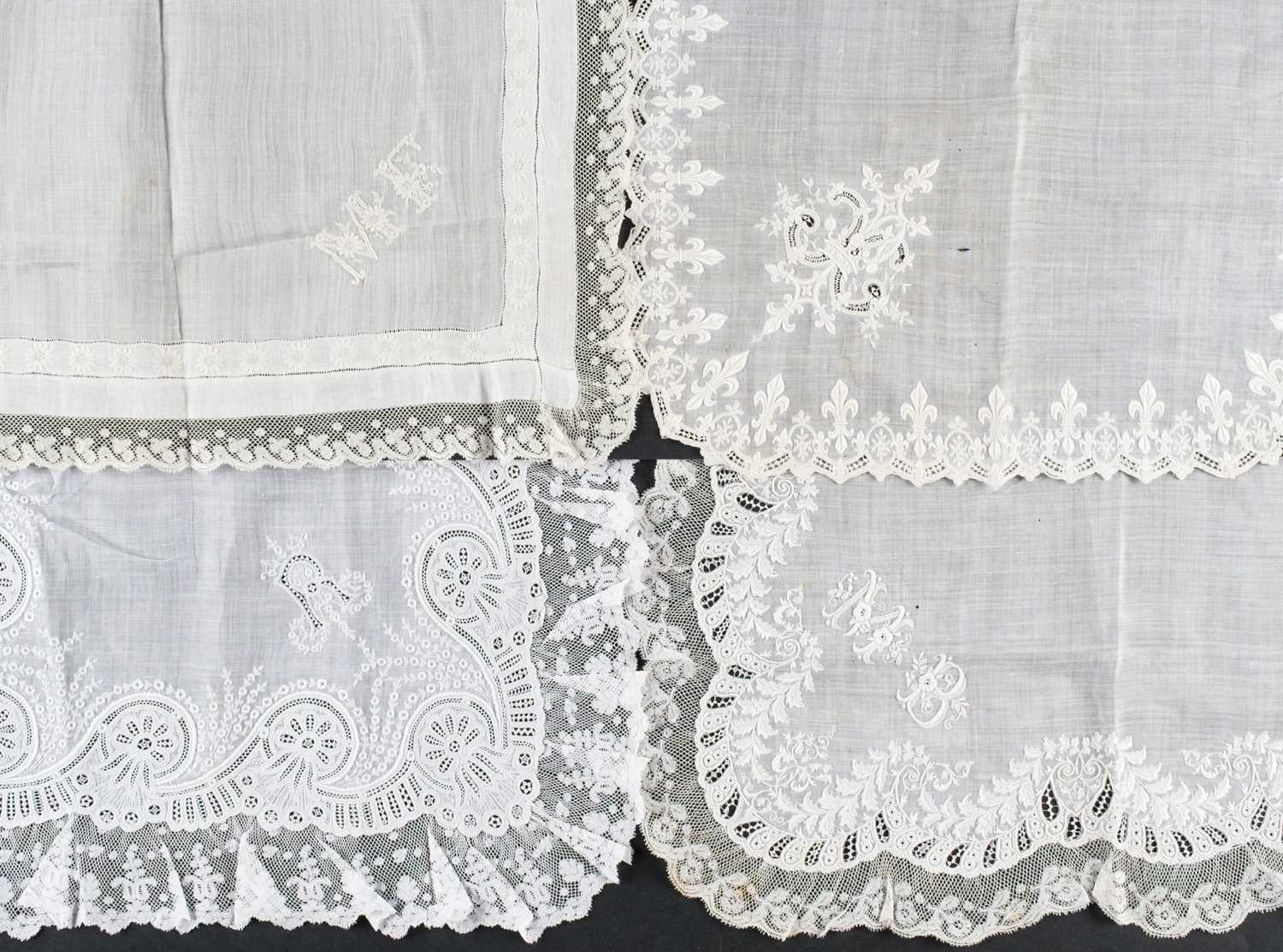 Lot 324 - Handkerchief. A fine whitework lace hanky, 2nd half of the 19th century, & 3 others