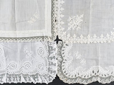 Lot 324 - Handkerchief. A fine whitework lace hanky, 2nd half of the 19th century, & 3 others