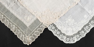 Lot 325 - Handkerchief. A whitework lace handkerchief, late 18th century, & 2 others