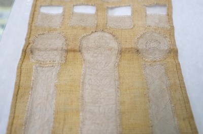 Lot 329 - Hollie Point Lace. A small Hollie Point sampler, late 18th century, & other items