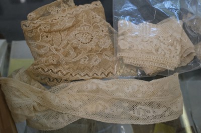 Lot 329 - Hollie Point Lace. A small Hollie Point sampler, late 18th century, & other items