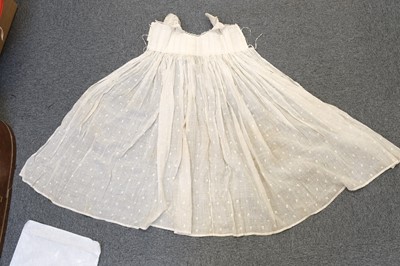 Lot 292 - Children's Clothing. A rare early infant's dress, 18th century, & 4 18th century bonnets