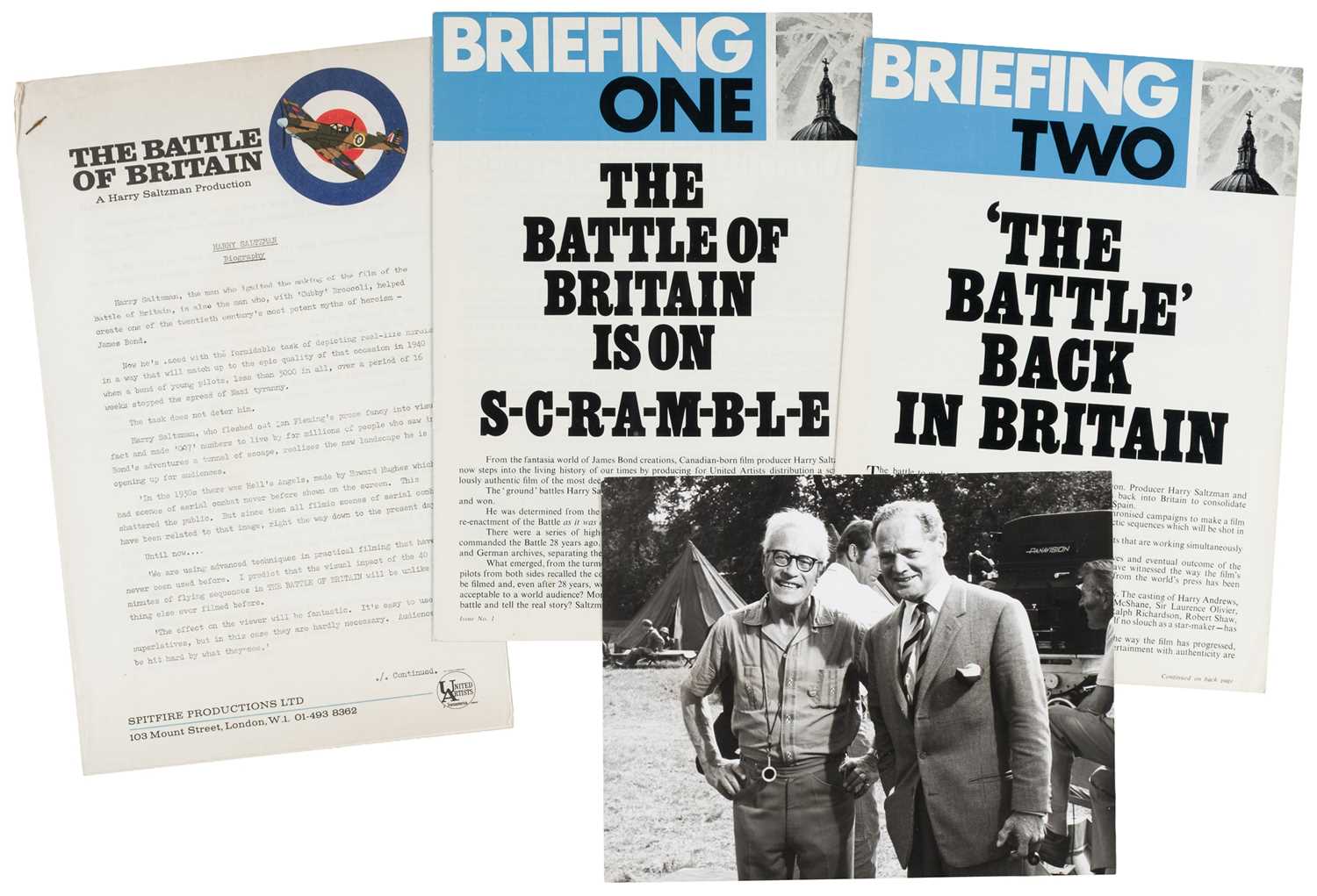 Lot 25 - Battle of Britain Film. A small collection of photographs, letters and in-house production magazines from the film The Battle of Britain, 1968